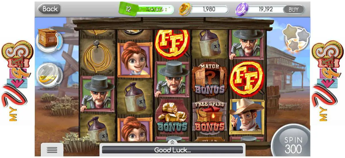 Screenshot of "Frontier Fortune" from My Vegas. 